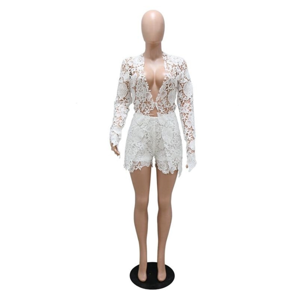 Elegant White Lace jacket and shorts